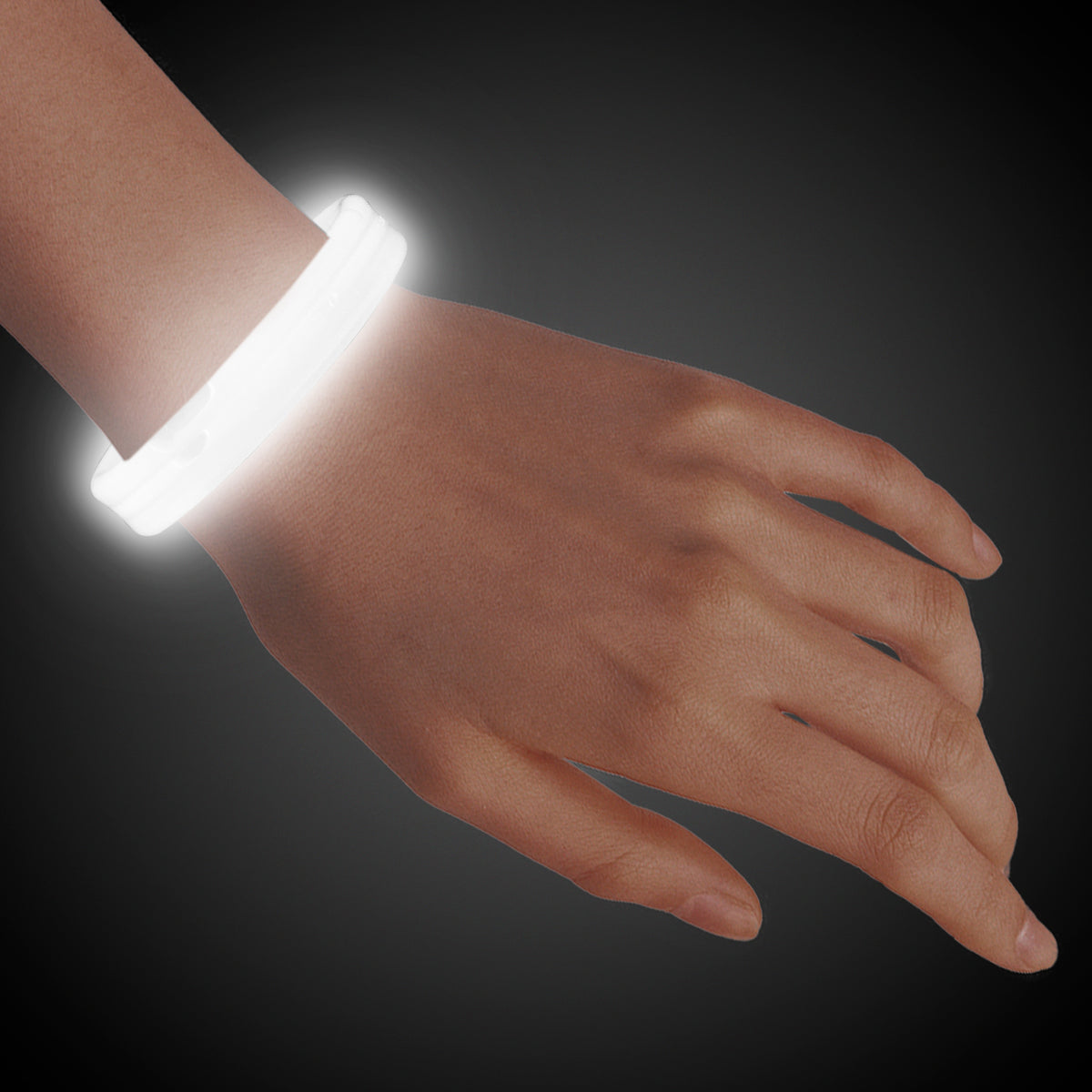 White Triple Wide Glow Bracelets