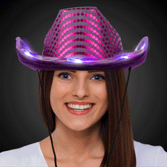 LED Purple Sequin Cowboy Hat