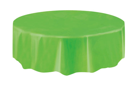 Lime Green Solid Round Plastic Table Cover, 84"