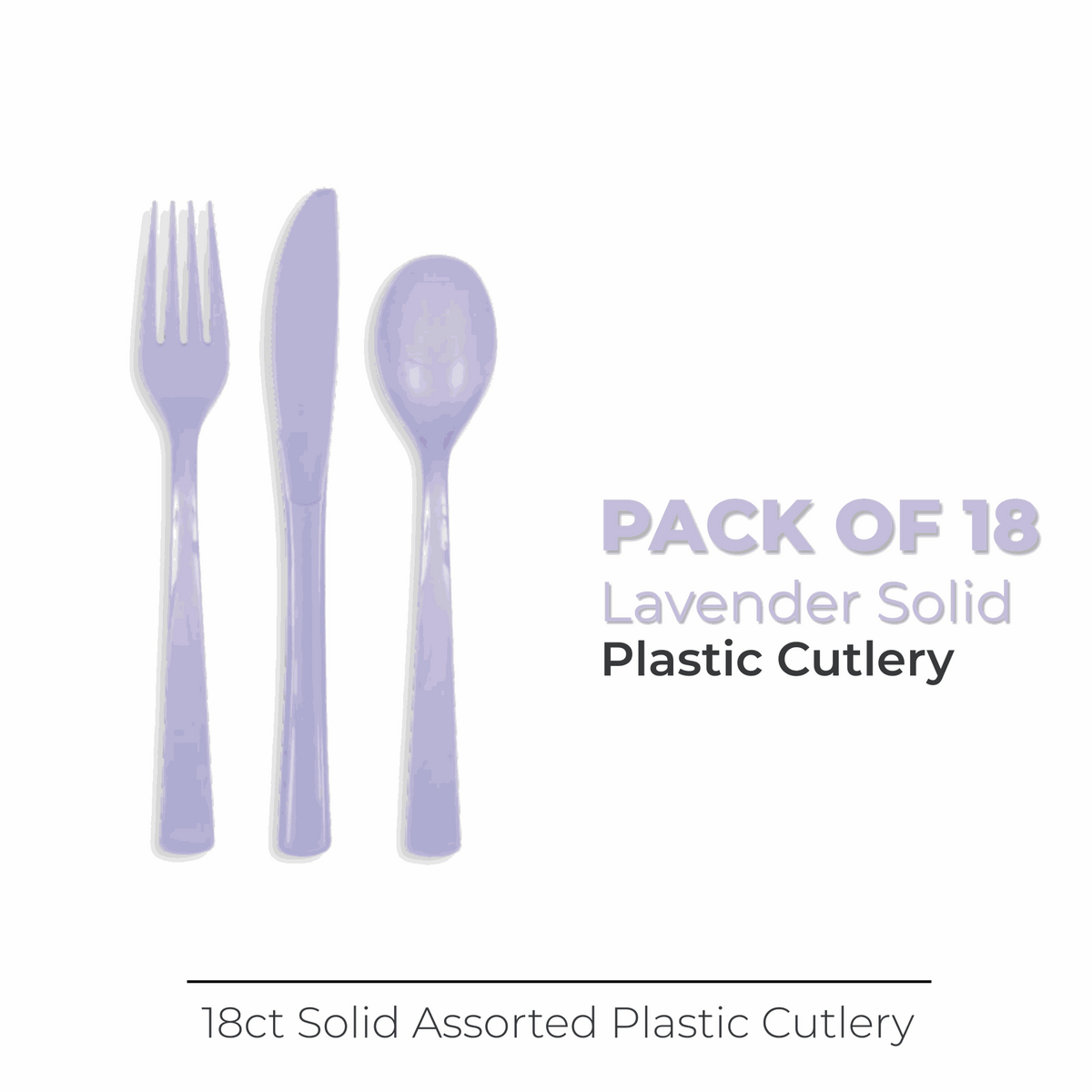 Lavender Solid Assorted Plastic Cutlery, 18ct