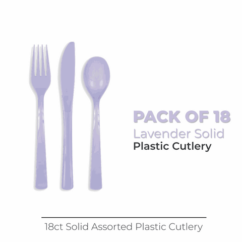 Lavender Solid Assorted Plastic Cutlery, 18ct