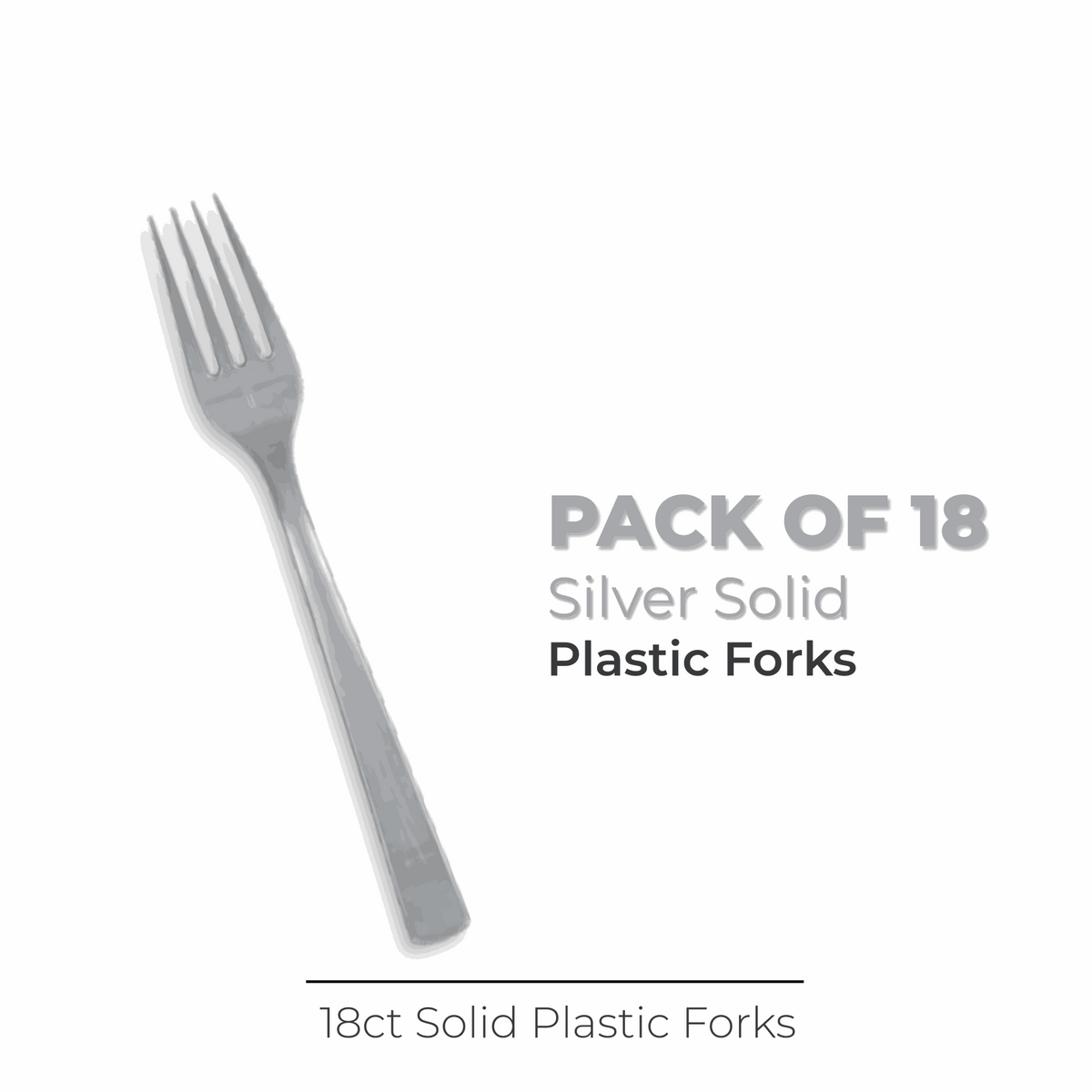 Silver Solid Plastic Forks, 18ct
