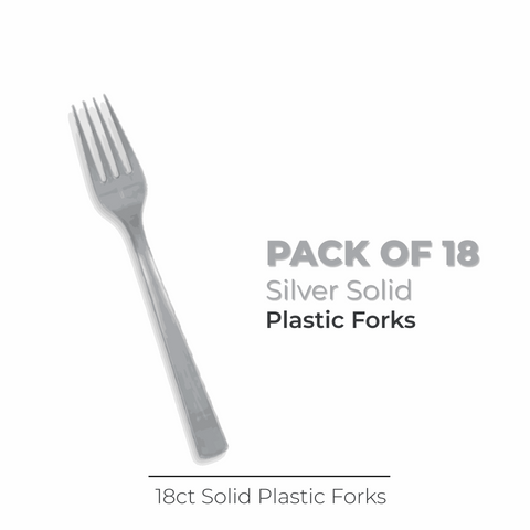 Silver Solid Plastic Forks, 18ct