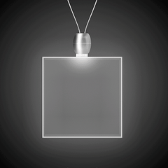 White LED Square Pendant Necklace