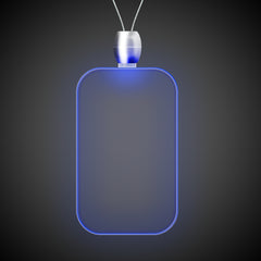 Blue LED Dog Tag Pendant Necklaces