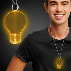 Amber LED Light Bulb Pendant Necklaces