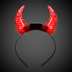 LED Red Crystal Devil Horns Headband