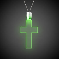 Green LED Cross Pendant Necklace