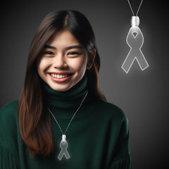 White LED Ribbon Pendant Necklaces