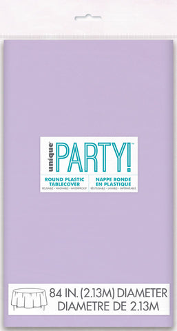 Lavender Solid Round Plastic Table Cover, 84"