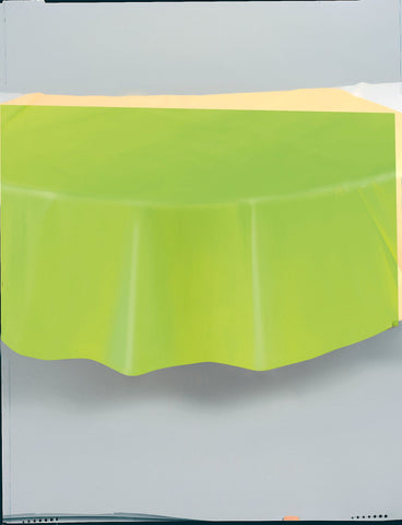 Lime Green Solid Round Plastic Table Cover, 84"