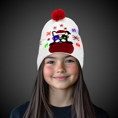 LED Christmas Knit Beanies Retail Hanging Display