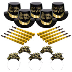 Tiffany Black & Gold New Year Party Kit for 10