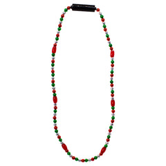 LED Red, Green &  Silver Bead Necklace