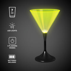 LED Neon Yellow 7 oz. Martini Glass