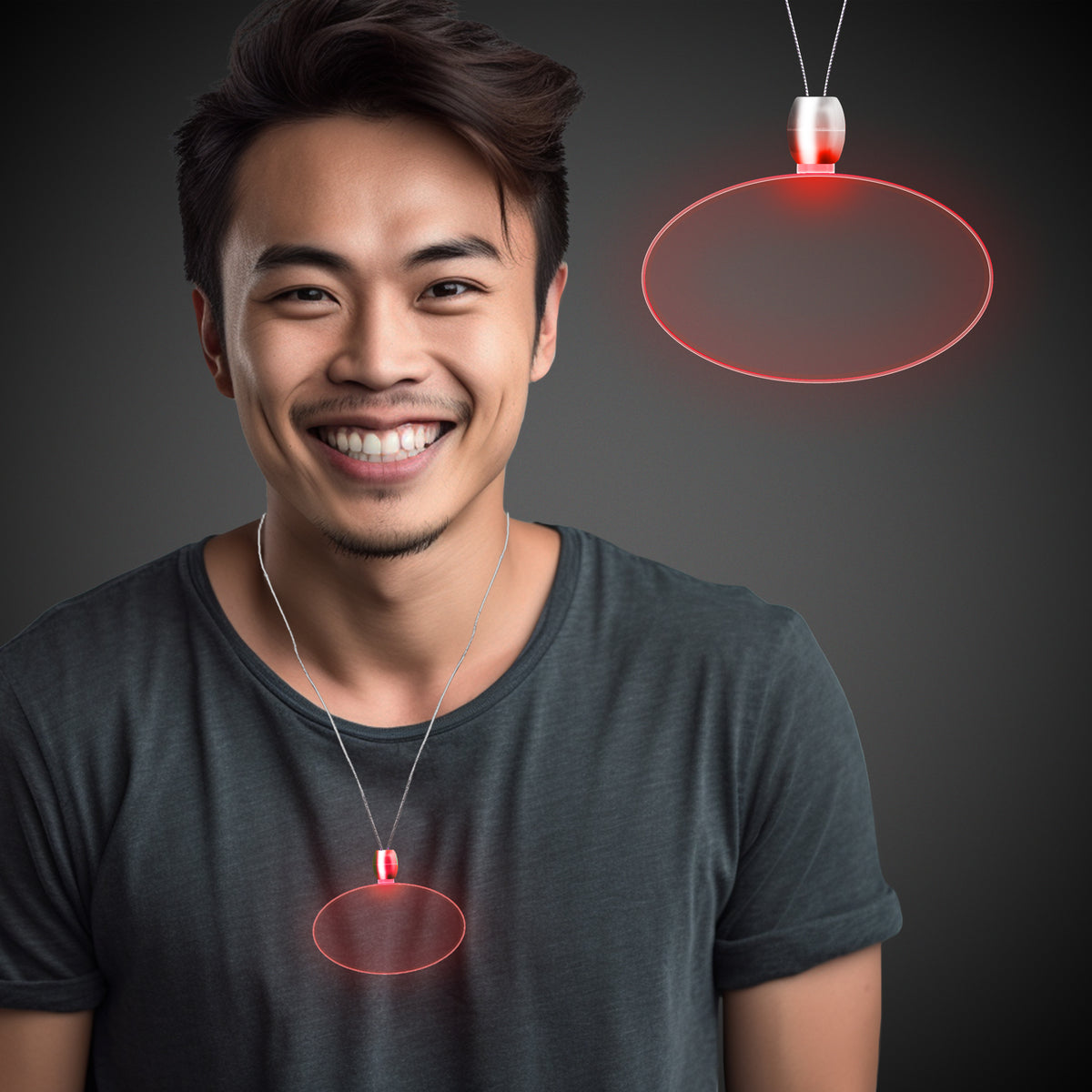 Red LED Oval Pendant Necklaces