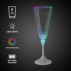 LED 7 oz. Champagne Glass White Stem