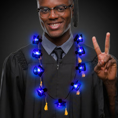 LED Blue Graduation Caps Necklace