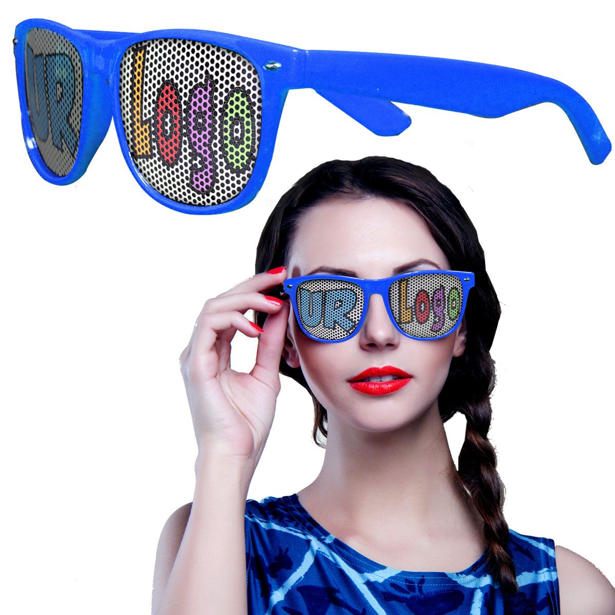 Blue Novelty Custom Sunglasses - 12 Pack