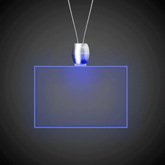 Blue LED Rectangle Pendant Necklaces
