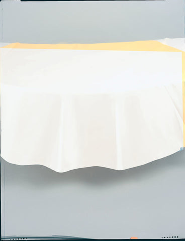 White Solid Round Plastic Table Cover, 84"