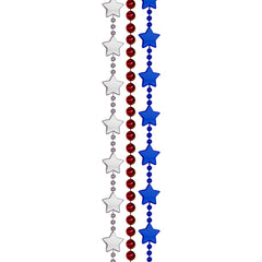 Red, Blue & Silver 33" Bead Necklaces