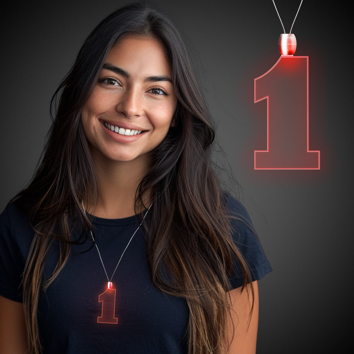 LED Red #1 Pendant Necklace