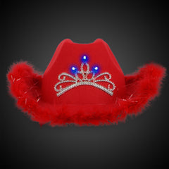 LED Red Cowboy Hat with Tiara