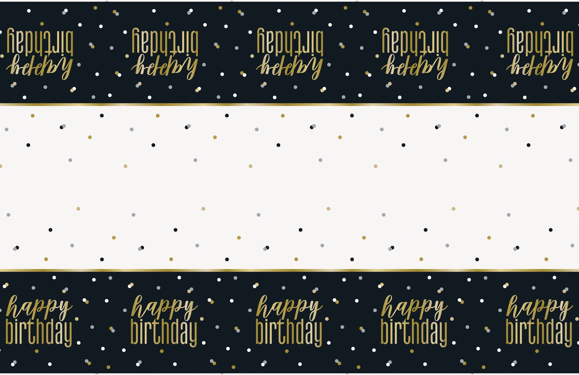 Metallic Happy Birthday Rectangular Plastic Table Cover, 54