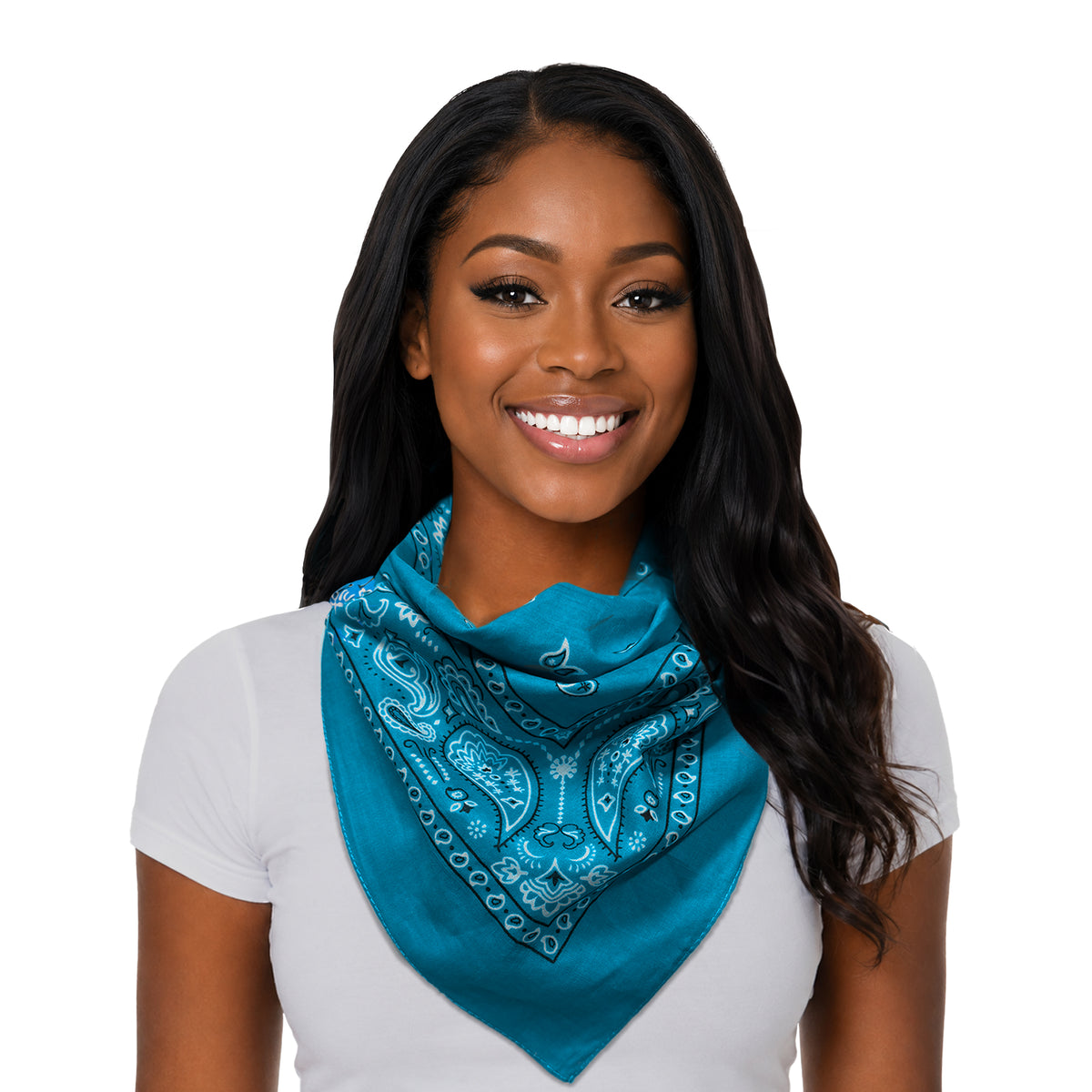 Aqua 22" Cotton Bandanas
