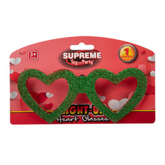 LED Green Heart Glitter Glasses