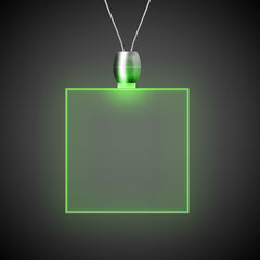 Green LED Square Pendant Necklace