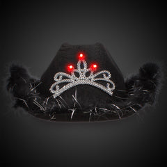 LED Black Cowboy Hat with Tiara
