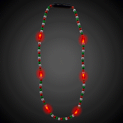 LED Red, Green &  Silver Bead Necklace