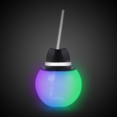 LED Black Fedora Hat 20 oz. Ball Cup with Straw