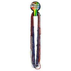 Red, Silver, Blue 36" Bead Necklaces