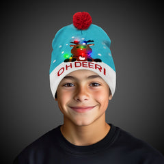 LED Christmas Knit Beanies Retail Hanging Display