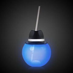 LED Black Fedora Hat 20 oz. Ball Cup with Straw