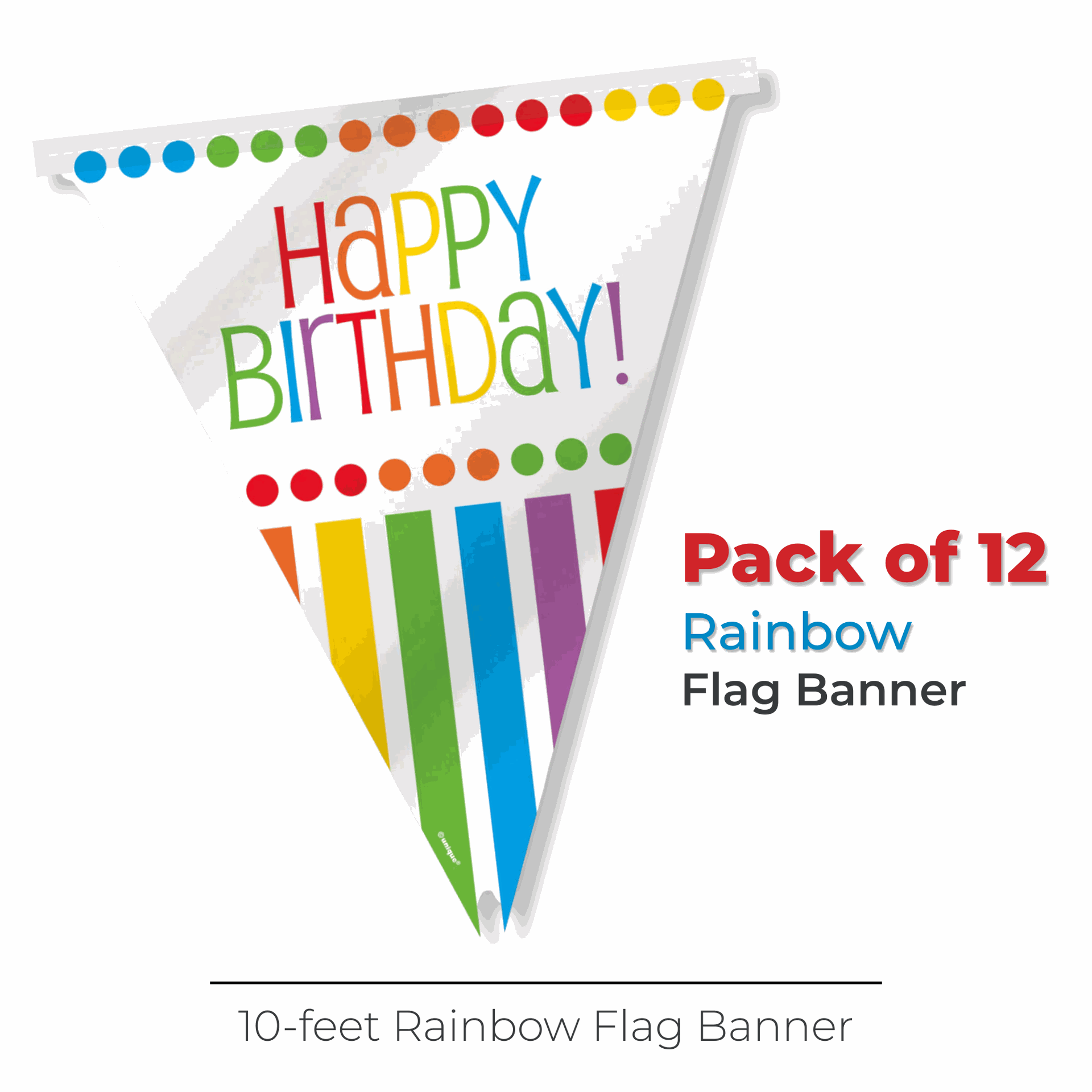 Rainbow Birthday Flag Banner, 12ft – Windy City Novelties