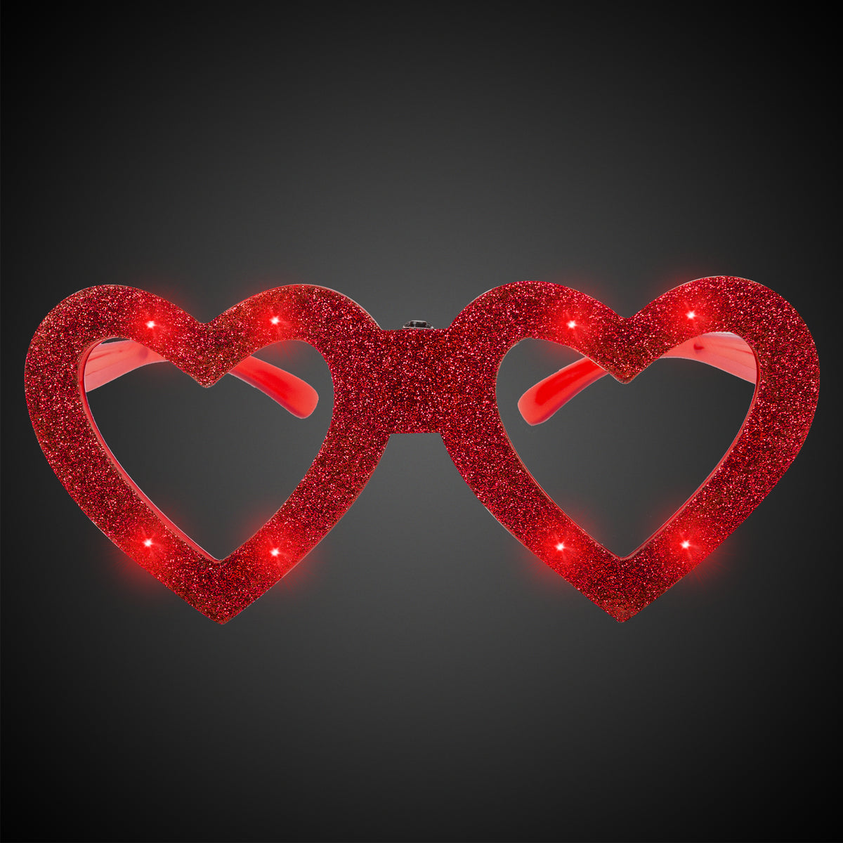 LED Red Heart Glitter Glasses
