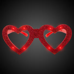 LED Red Heart Glitter Glasses