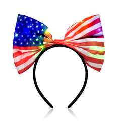 LED USA Flag Bow Headband