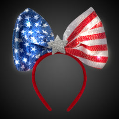 LED Patriotic Sequin Bow Headband