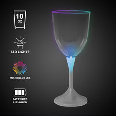 LED 10 oz. Wine Glass White Stem