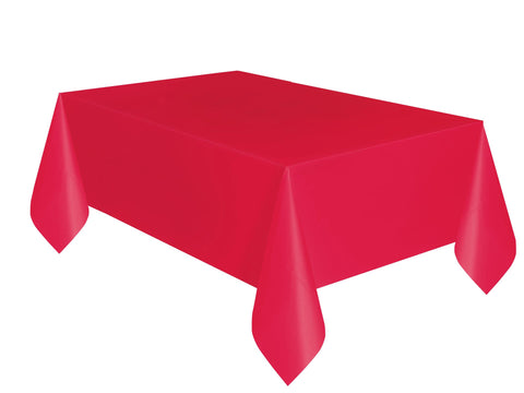 Ruby Red Solid Rectangular Plastic Table Cover, 54" x 108"