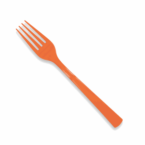 Pumpkin Orange Solid Plastic Forks, 18ct