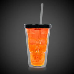 LED Neon Orange Skull Cup