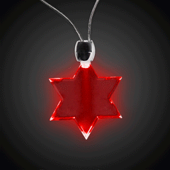 Red LED Star of David Pendant Necklace