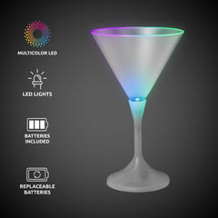 LED 7 oz. Martini Glass With White Stem