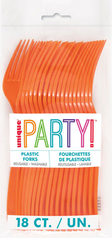 Pumpkin Orange Solid Plastic Forks, 18ct